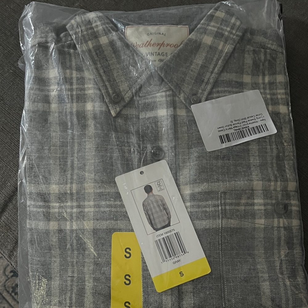 Weatherproof Vintage Gray Checkered Men's Shirt Small